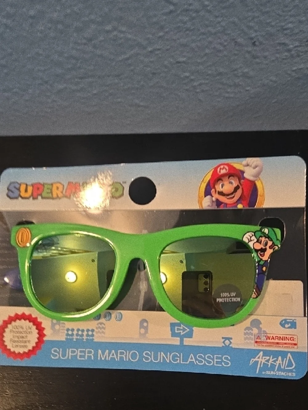 Nintendo Super Mario Kids Sunglasses - Bright Green Frame Lenses Nwt Classicas